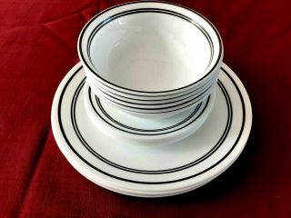 18 Piece Corelle Classic Cafe Black Dinner Plates,  Dessert Plates,  Bowls