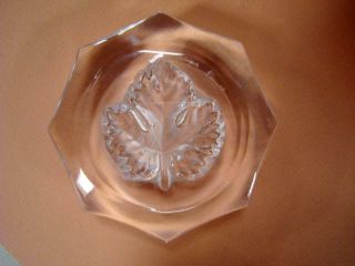 Lalique France Crystal Maple Leaf Paperweight Signed On Bottom