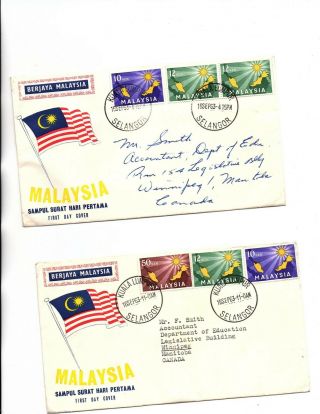 Malaysia Sept 16,  1963 Fdc On 2 Covers