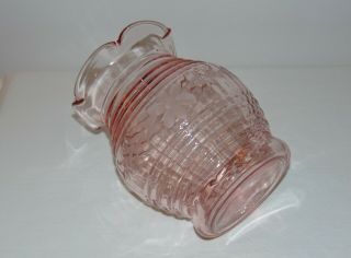 Vintage Antique 1930s American Art Deco Pink Etched Depression Glass Vase