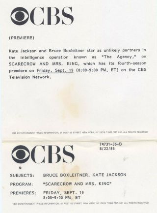 Kate Jackson 1986 CBS Scarecrow And Mrs King 7X9 Bruce Boxleitner 2