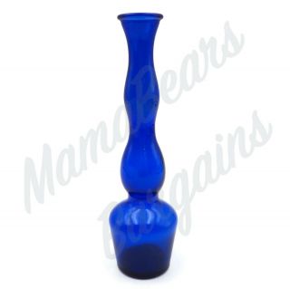 Vintage Cobalt Blue Glass Wavy Bud 8 Inch Vase