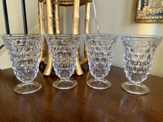 Vintage Set Of 4 Fostoria American Clear Glass Iced Tea Bevarage Goblets