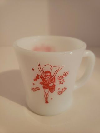 vintage red Fire King BATMAN ROBIN Anchor Hocking Milk Glass mug cup 3