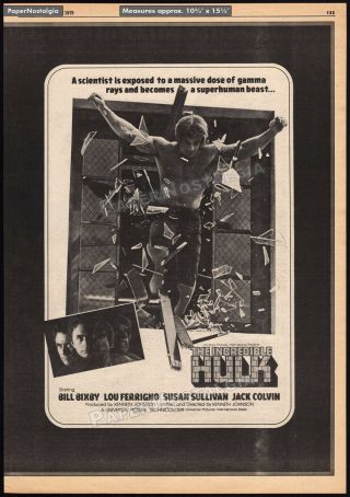 The Incredible Hulk_original 1979 Trade Print Ad/ Poster_tv Promo_lou Ferrigno