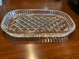 Signed Waterford Deep Diamond Cut Crystal Rectangular Tray Vanity Pin Dish