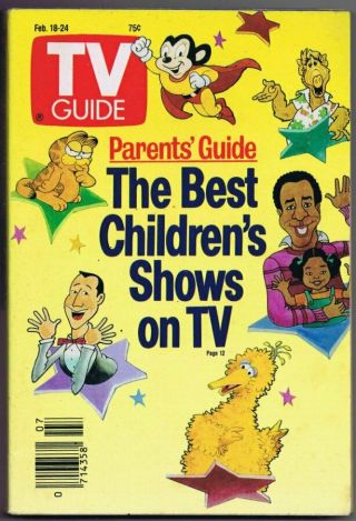 Vintage Tv Guide February 18,  1989 No Label Sesame Street Alf Garfield