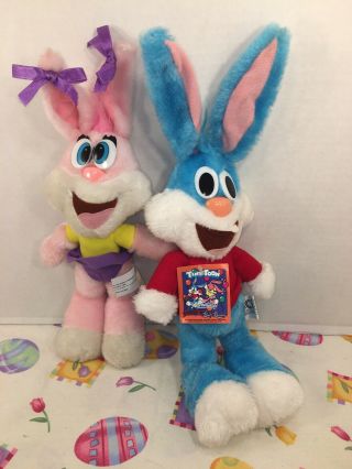 Vintage - 90s Tiny Toons Adventures Nwt - 16” Buster & Vguc - 13” Babs Bunny Plush