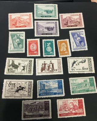 China Prc 1952 17 Stamps Sc 132 - 140,  151 - 158 Vf Mnh,  132 - 135 Possible Reprints