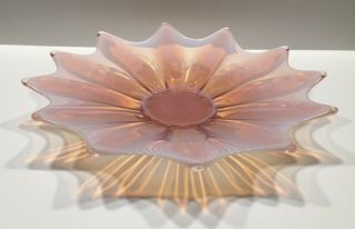 Vintage Fostoria Glass Heirloom Pink Opalescent Dish Shallow Bowl Flower Star