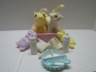 Vintage My Little Pony Newborn Twins Baby Big Top And Toppy,  Accessories