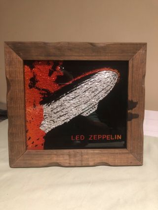 Vintage Led Zeppelin Glass Carnival Mirror 1970 - 80s Led Zeppelin Memorabilia