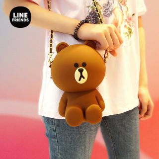 Official Authentic Line Friends Brown Bear Cony Silicone Shoulder Bag Crossbody