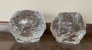 2 - Kosta Boda Snowball Glass Candle Holders/ Votive By Ann Wärff Euc