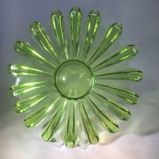 Mid Century Modern Viking Green Flower Art Glass Candy Plate Dish 11.  5”