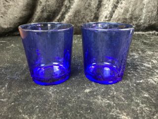 Vintage 2 - Libbey Cobalt Blue Drinking Glasses 3.  75 " Tall Low Ball