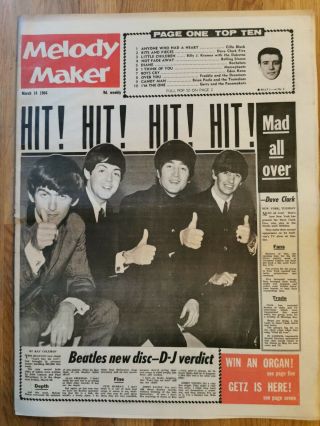 Melody Maker Newspaper March 14th 1964 The Beatles Hit Hit Hit Cover