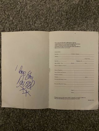 David Bowie Tour Memorabilia - Official Fan Club Application - 1973 2