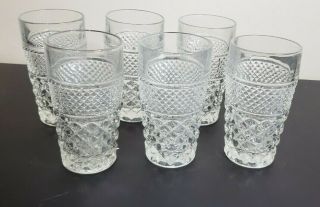 6 Vintage Anchor Hocking Wexford Pattern 5 1/2 " 11 Oz Tumblers Water Glasses