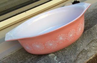Pyrex 043 - Pink Daisy Oval Baker 1 1/2 Quart Made In Usa Bottom Only
