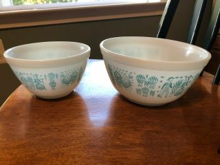 Vintage Pyrex Butterprint Amish Nesting Mixing Bowls Set Of 2 401 402 Usa