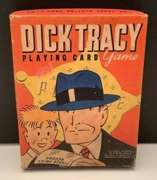 Vintage 1934 Dick Tracy 3071 Playing Card Game (35 Cards Total) - Box