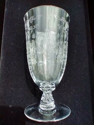 Vintage Fostoria Navarre 5 7/8” Etched Crystal Iced Tea Glass Signed