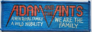 Adam And The Ants Vintage Printed Patch Punk Goth Punks We Are The Family 80 