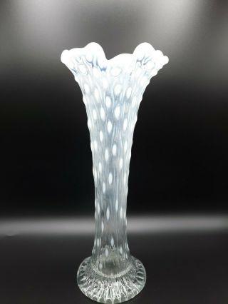 Antique Northwood White Opalescent Tree Trunk Swung Glass Vase