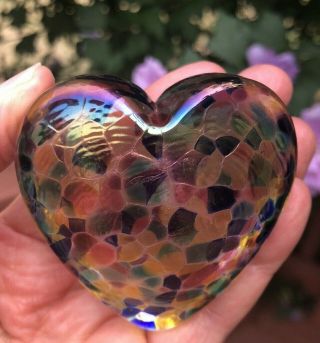Robert Held Art Glass Heart Confetti Signed Rhag