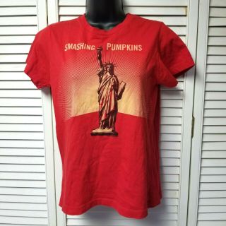 2007 Smashing Pumpkins Tour Shirt Statue Of Liberty Concert Red T - Shirt Corgan