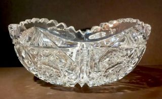 Antique American Brilliant Period Cut Glass 8” Bowl