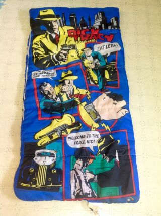 Vintage 90s Disney Dick Tracy Double Sided Sleeping Bag,  Plush Toy Rare