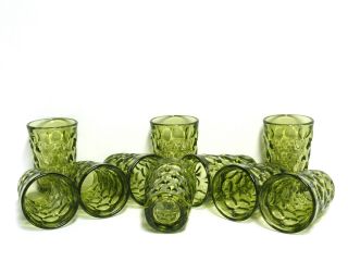 Mid - Century Retro Glassware 10 Green Imperial Provincial Thumbprint Juice Glass