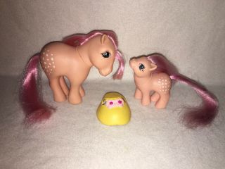 Rare Vintage Greek El Greco My Little Pony Mlp G1 Cotton Candy Mother And Baby