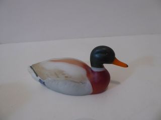 Vintage Fenton Satin Art Glass Mallard Duck Handmade Hand Painted (s0