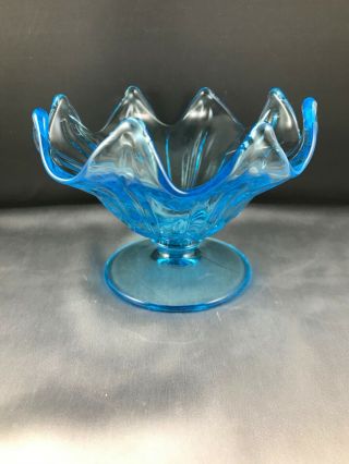 Vintage Westmoreland 6” Ice Blue Low Footed Lotus Open Candy Dish