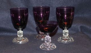 Fostoria American Lady Amethyst Three Water Goblets And 1 Sherbet