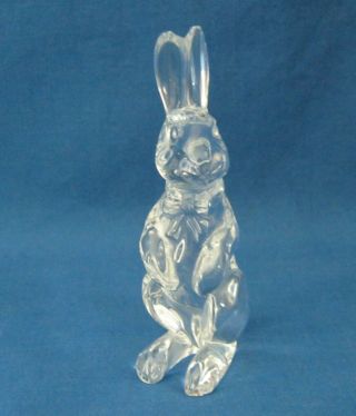 Vintage 3 1/2 " Waterford Crystal Standing Bunny Rabbit With Bow Tie & Ears Up