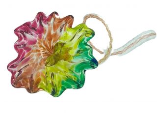 Murano Style Hand Blown Art Glass Rainbow Flower Twisted Stem Vintage Pink Gold