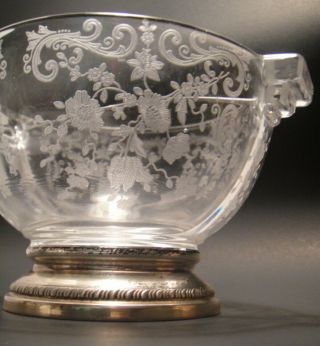 Depression Glass Cambridge Glass Co.  Chantilly With Sterling Silver Base