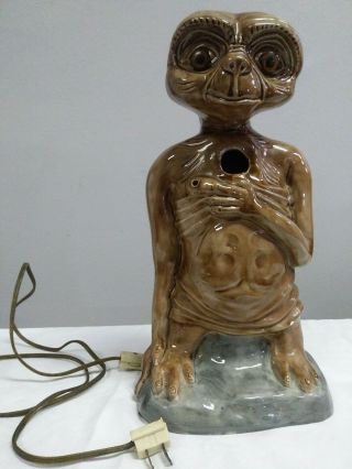Rare 13 - 1/4 " E.  T.  Extra Terrestrial Ceramic Lamp 1983 Eyes Heart Finger Light