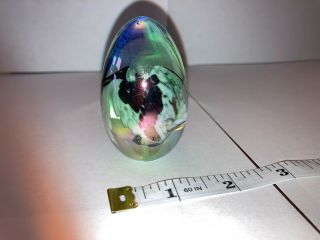 Vintage Mount St Helens Ash Art Glass Egg Paperweight Iridescent Signed Msh 89