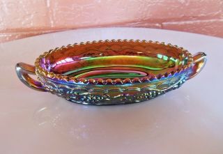 Imperial Glass Iridescent Amber Carnival Grape Pickle Dish Bowl