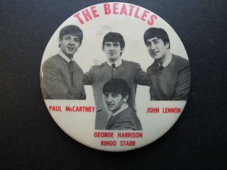 Large Beatles Official Fan Pin Badge - 3.  5 Inches - Made In U.  S.  A.
