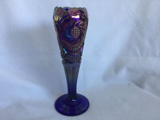 Fenton Carnival Glass Pinwheel Design Cobalt Blue Vase