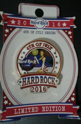 Hard Rock Cafe 2016 Hollywood Fl 4th Of July Sexy Girl Authentic Pin Le /100