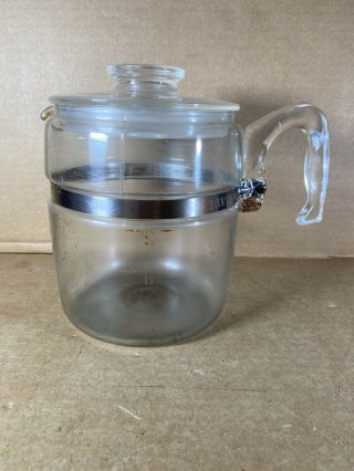 Vintage Pyrex Flameware 7759 Glass 9 Cup Coffee Pot Percolator Pot Lid Handle