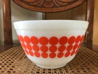Vintage Pyrex Orange Polka Dots 1 1/2 Pt Small Nesting Bowl 401