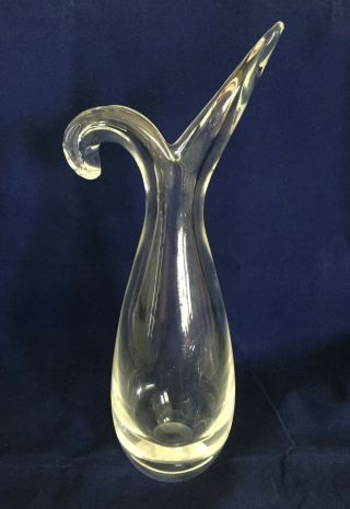 Lovely Vintage Signed Steuben Crystal 8083 Sheared Rim Vase 10 1/8 "
